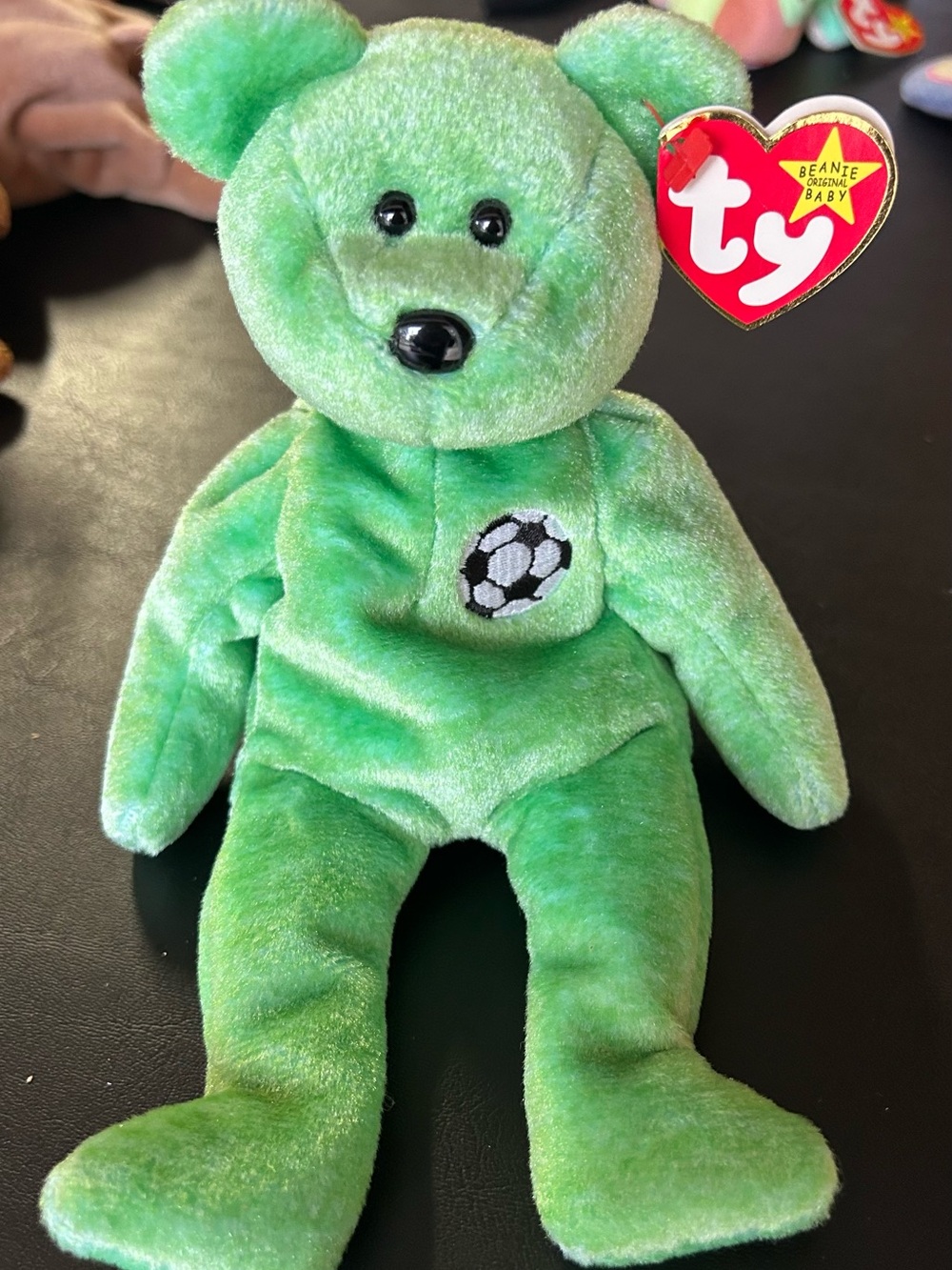 Ty KICKS Beanie Baby Green Soccer Bear Plush Toy
